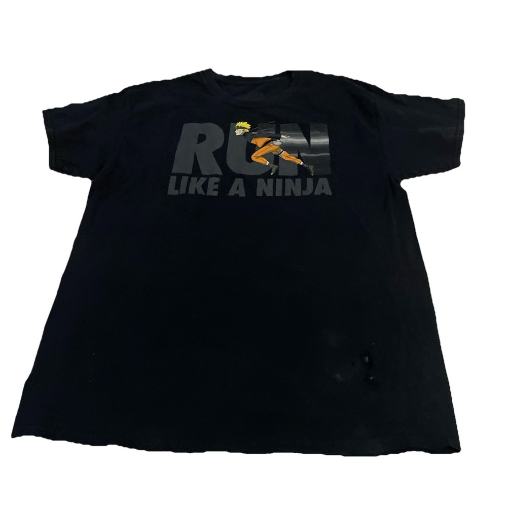 Naruto Run Like A Ninja Anime T Shirt Black Size Medium